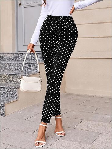 WDIRARA Women's Stretchy Plaid Print Pants Soft Skinny Regular Fashion Leggings in Kuwait