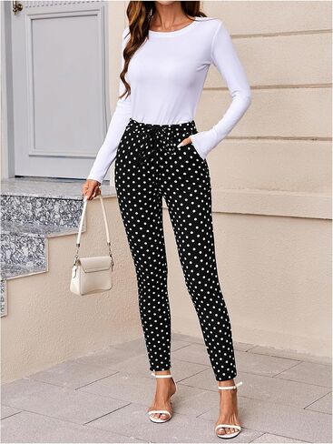WDIRARA Women's Stretchy Plaid Print Pants Soft Skinny Regular Fashion Leggings in Kuwait