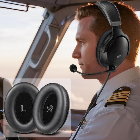 وسادات الأذن بديلة للسمات البديلة لسماعات الطيران Bose A30 ، وسائد لسماعات الأذن مع جلد البروتين الناعم ، ورغوة عزل الضوضاء عالية الكثافة - أسود in Kuwait