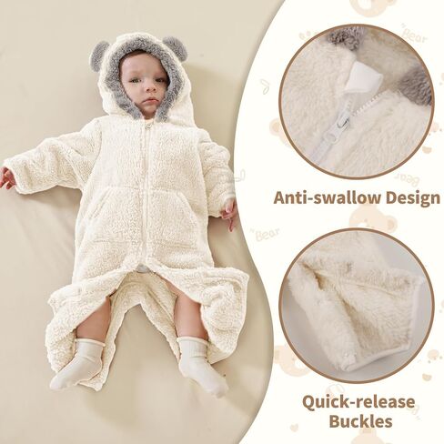 XIFAMNIY Newborn Winter Snowsuit Baby Bear Outfit Fleece Warm Jumpsuit Outwear Romper Clothes for Infant Girls Boys in Saudi Arabia