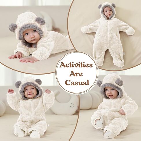 XIFAMNIY Newborn Winter Snowsuit Baby Bear Outfit Fleece Warm Jumpsuit Outwear Romper Clothes for Infant Girls Boys in Saudi Arabia