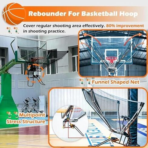 Suspended Basketball Rebounder Net Return System - Efficient Shot Training Attachment for Outdoor Hoops, Perfect for Parks & Gyms - Enhance Your Basketball Skills! in Saudi Arabia