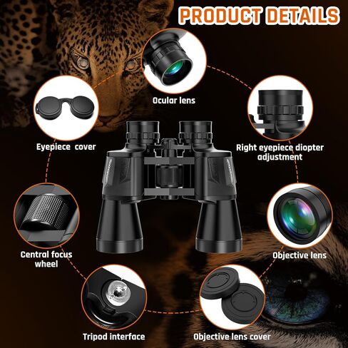 14x45 Binoculars for Adults High Powered,HD Binoculars for Bird Watching,Hunting,with Aluminum Alloy Phone Adapter,Tripod,Waterproof & Fog Proof,Large View for Travel,Hiking,Concert in Kuwait