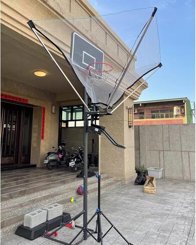 Iron Basketball Rebounder Net System - 180° Rotating Basketball Return Attachment for Training, Easy Setup, Durable Design for Enhanced Skills and Performance in Saudi Arabia