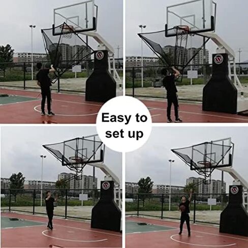 Foldable Basketball Shot Returner - Hanging Rebounder Net System with Metal Rotating Chute, Perfect for Training & Improving Shooting Skills, Compatible with Any Hoop in Saudi Arabia