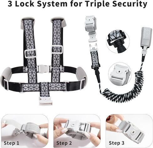 Toddler Leashes + Anti Lost Wrist Link for Kids, 4 in 1 Kid Harness Backpack Leash for Girls Boys, Kids Anti Lost Leash Cute Baby Harness Belt Strap Foldable Children Safety Leash for Park Zoo Travel in Kuwait