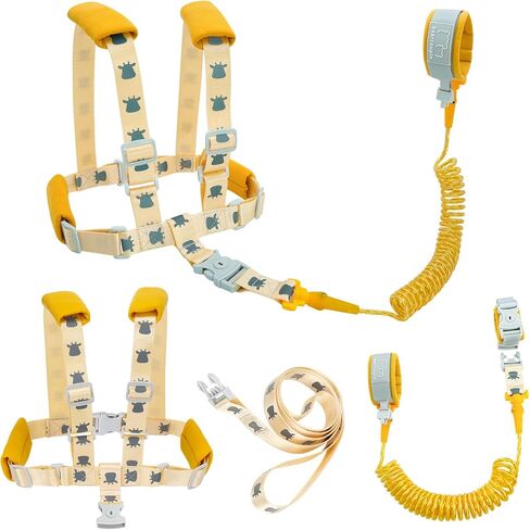Toddler Leashes + Anti Lost Wrist Link for Kids, 4 in 1 Kid Harness Backpack Leash for Girls Boys, Kids Anti Lost Leash Cute Baby Harness Belt Strap Foldable Children Safety Leash for Park Zoo Travel in Kuwait