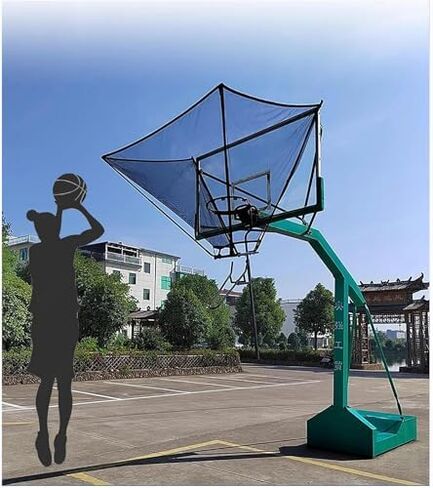 Metal Basketball Return Net with 180° Rotating Chute, Foldable Commercial Hanging Attachment for Easy Basketball Practice, Includes Storage Bag for Convenience in Saudi Arabia