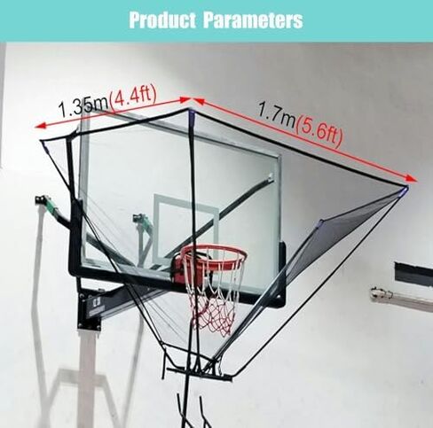 Metal Basketball Return Net with 180° Rotating Chute, Foldable Commercial Hanging Attachment for Easy Basketball Practice, Includes Storage Bag for Convenience in Saudi Arabia
