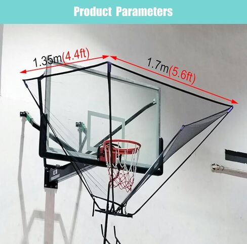 Metal Basketball Return Net with 180° Rotating Chute, Foldable Commercial Hanging Attachment for Easy Basketball Practice, Includes Storage Bag for Convenience in Saudi Arabia