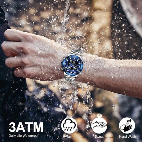MEGALITH Mens Watch Digital Waterproof Stainless Steel Big Face LED Analog Multifunctional Outdoor Sports Watch, Men's Wrist Watches with Dual Time Backlight Display Alarm Stopwatch in Saudi Arabia