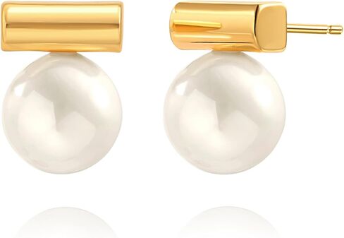 925 Sterling Silver Hoop Handpicked AAA+ Quality 7.5-8mm White Freshwater Cultured Pearl Dangle Drop Earrings Jewelry for Women Girls in Saudi Arabia