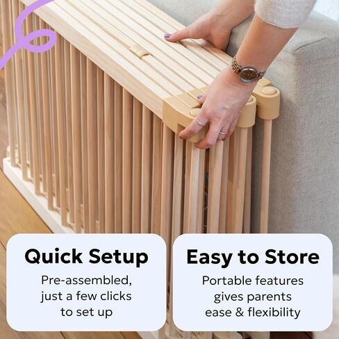 Miotetto Baby Playpen, Wooden Playpen for Babies and Toddlers, Foldable Fence with Montessori Activity Panel, Storage Basket & Gate, Portable, Easy to Assemble Baby Play Pen Natural Wood Playyard in Kuwait