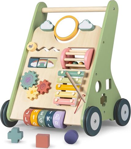 Wooden Baby Walker, Montessori Walker for Babies 6-12 Months, Push Walking Toys for 1 Year Old Learning to Walk in Kuwait