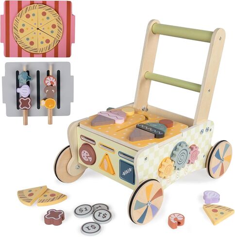 Wooden Baby Walker, Montessori Walker for Babies 6-12 Months, Push Walking Toys for 1 Year Old Learning to Walk in Kuwait