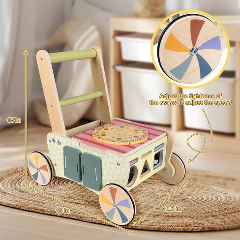 Wooden Baby Walker, Montessori Walker for Babies 6-12 Months, Push Walking Toys for 1 Year Old Learning to Walk in Kuwait