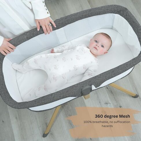 bassinet الطفل مع هزاز/انزلاق ، نائم بجانب السرير المحمولة للطفل مع مرتبة رغوة ، سرير سرير الطفل للموليد والرضع مع حقيبة حمل in Saudi Arabia
