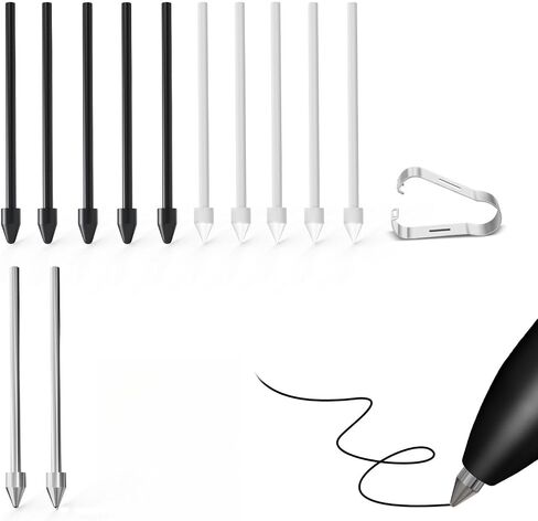 استبدال نصائح القلم ل kindle Scribe Pen 15pcs ، Pen Nibs متوافق مع قلم متميز بشكل ملحوظ 1/2 بالإضافة إلى مستويات القلم الرقمي 4096 مع مجلد القلم (لا تهالك 5 نقاط محسوسة و 10 نصائح صلبة) in Kuwait
