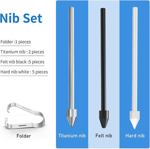 استبدال نصائح القلم ل kindle Scribe Pen 15pcs ، Pen Nibs متوافق مع قلم متميز بشكل ملحوظ 1/2 بالإضافة إلى مستويات القلم الرقمي 4096 مع مجلد القلم (لا تهالك 5 نقاط محسوسة و 10 نصائح صلبة) in Kuwait