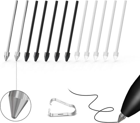 استبدال نصائح القلم ل kindle Scribe Pen 15pcs ، Pen Nibs متوافق مع قلم متميز بشكل ملحوظ 1/2 بالإضافة إلى مستويات القلم الرقمي 4096 مع مجلد القلم (لا تهالك 5 نقاط محسوسة و 10 نصائح صلبة) in Kuwait