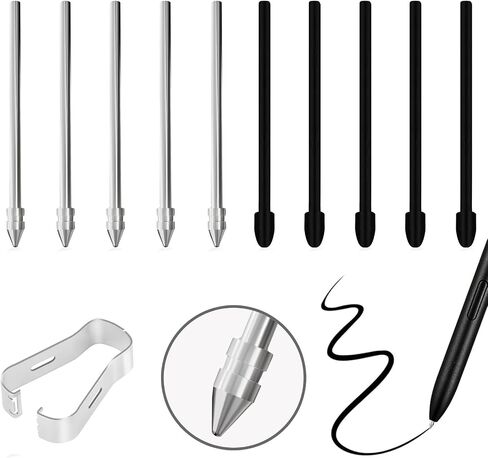 استبدال نصائح القلم ل kindle Scribe Pen 15pcs ، Pen Nibs متوافق مع قلم متميز بشكل ملحوظ 1/2 بالإضافة إلى مستويات القلم الرقمي 4096 مع مجلد القلم (لا تهالك 5 نقاط محسوسة و 10 نصائح صلبة) in Kuwait