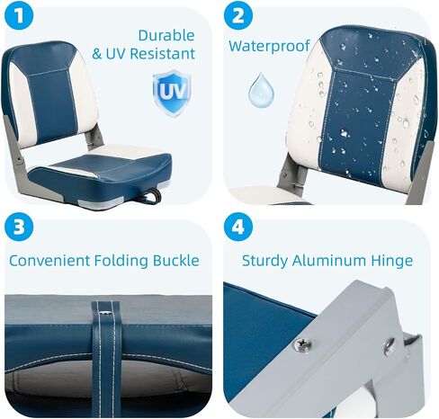 2 Pack Low Back Folding Boat Seats - Camo Fold-Down Fishing Chairs with Marine-Grade Foam Padding, Aluminum Hinges & Stainless Steel Screws, Waterproof Captain Seats for Yachts & Marine in Saudi Arabia
