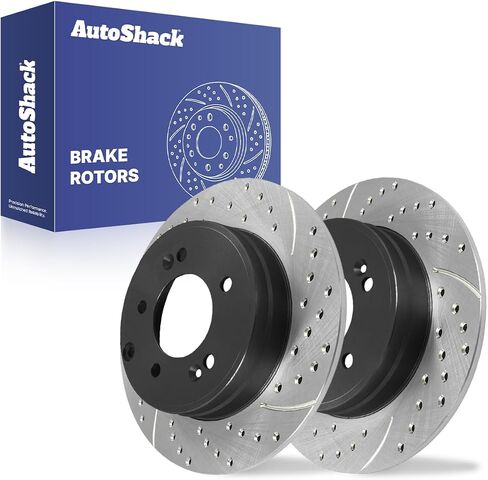 Autoshack Black Hat محفورة ودوارات فرامل متداول في فرامل فرامل خلفية أدوات استبدال فرامل الفرامل لعام 2011-2019 Hyundai Sonata 2012-2017 Azera 2016-2018 Tucson 2011-2014 2016-2020 Kia Optima V6 AWD FWD PR41588LR in Saudi Arabia