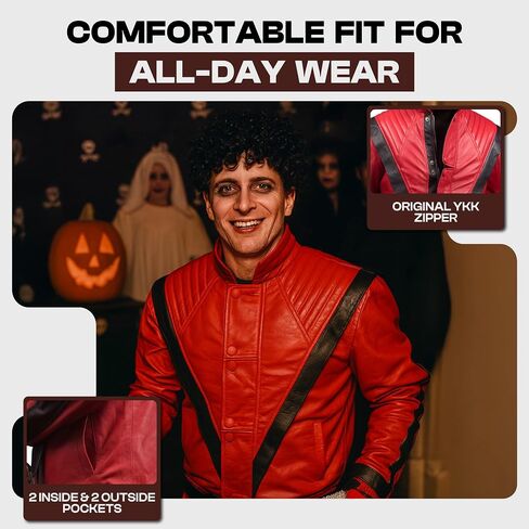 F&H Men's Red and Black Thriller Jacket in Saudi Arabia