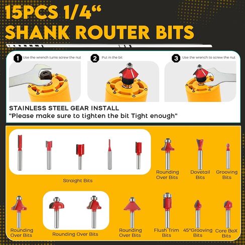 Cordless Router Compatible With Milwaukee M18 Battery, 6-Speed, 30,000 RPM, 850W Brushless Handheld Palm Routers Woodworking Hand Edge Trimmer with 15 PCS 1/4" Router Bits Set (No Battery) in Kuwait