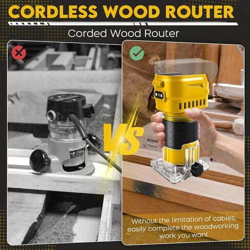 Cordless Router Compatible With Milwaukee M18 Battery, 6-Speed, 30,000 RPM, 850W Brushless Handheld Palm Routers Woodworking Hand Edge Trimmer with 15 PCS 1/4" Router Bits Set (No Battery) in Kuwait