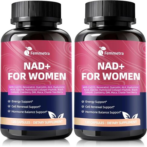 NAD Supplements for Women - NAD Resveratrol Supplement with CoQ10, DIM & Hyaluronic Acid - Liposomal NAD+ Supports Hormone Balance, Mitochondrial Health, Anti-Aging & Cellular Renewal - 120 Capsules in Saudi Arabia