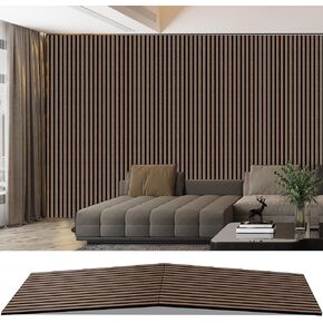 AKK-PANE Acoustic Folding Wood Slat Wall Panels, 94.5" x 23.6" 15.5ft² for Interior Wall Decor, Sound Absorbing Slat Wall Paneling, Fluted Wall Wood Panels for Stylish Spaces Noise Reduction(Walnut) in Saudi Arabia