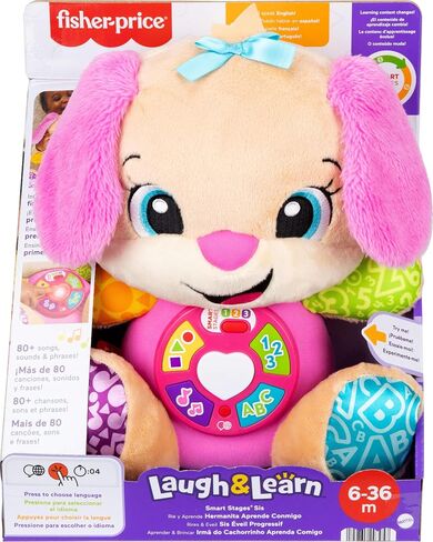 Fisher-Price Baby Learning Toy Laugh & Learn Smart Puppy Musical Plush مع مراحل ذكية للرضع الذين تتراوح أعمارهم بين 6 أشهر. in Saudi Arabia
