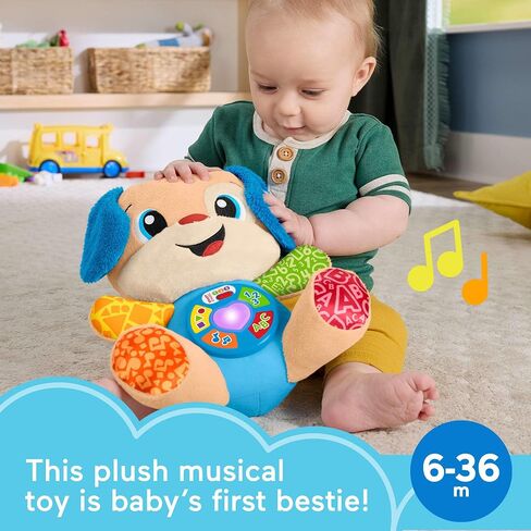 Fisher-Price Baby Learning Toy Laugh & Learn Smart Puppy Musical Plush مع مراحل ذكية للرضع الذين تتراوح أعمارهم بين 6 أشهر. in Kuwait