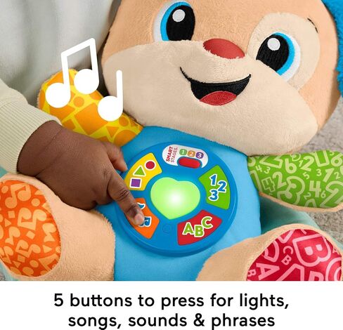 Fisher-Price Baby Learning Toy Laugh & Learn Smart Puppy Musical Plush مع مراحل ذكية للرضع الذين تتراوح أعمارهم بين 6 أشهر. in Kuwait