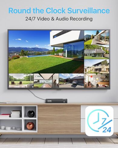 Zosi 32 Channel 4K Poe Security Camera System ، 16x 8MP كاميرات داخلية داخلية ، صوتية 2 ، الرؤية الليلية الملونة ، اكتشاف AI/السيارة ، 32CH 16 Port Commercial NVR 4TB HDD Surveillance for Business in Saudi Arabia