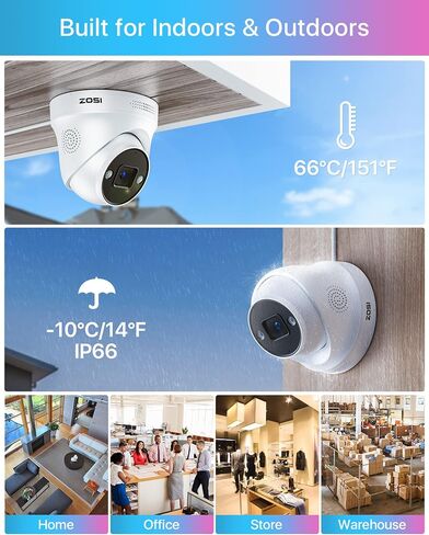 Zosi 32 Channel 4K Poe Security Camera System ، 16x 8MP كاميرات داخلية داخلية ، صوتية 2 ، الرؤية الليلية الملونة ، اكتشاف AI/السيارة ، 32CH 16 Port Commercial NVR 4TB HDD Surveillance for Business in Saudi Arabia