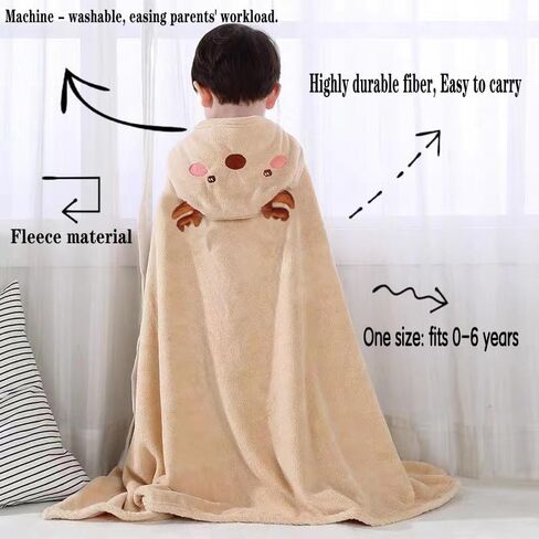 Toddler Bath Towel Baby Towels with Hood 27.5"X55" Ultra Absorbent Soft Bathrobe Blanket Kids Shower Towel for Girls and Boys(Purple-Cat) in Kuwait