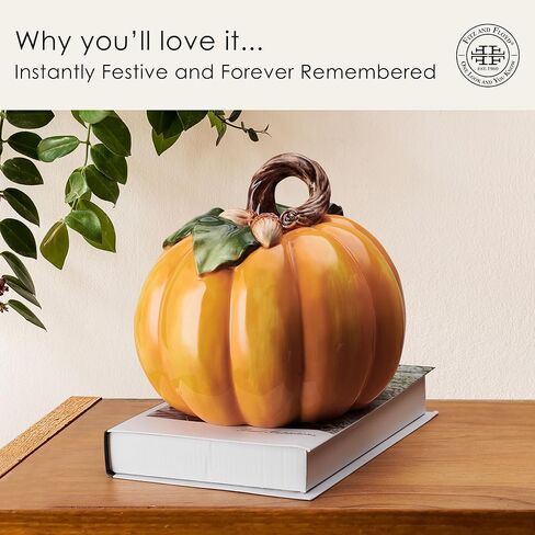 Fitz and Floyd Harvest Halloween Tall Flower Pumpkin Ceramic Figurine, 7 inch in Kuwait