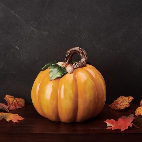 Fitz and Floyd Harvest Halloween Tall Flower Pumpkin Ceramic Figurine, 7 inch in Kuwait