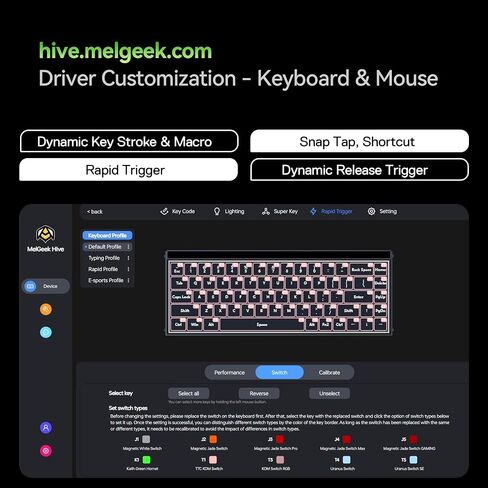 MelGeek MADE68 Ultra+ Wired Keyboard, Hall Effect Magnetic Switch Gaming Keyboard, 65% Compact Rapid Trigger, Hot-Swappable, RGB Snap Tap & Adjustable Actuation, HIVE Custom, Aluminum Case-Jelly Pink in Saudi Arabia