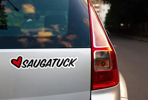 Squiddy Saugatuck Michigan Heart - ملصق فينيل لاصق للهاتف والكمبيوتر المحمول وزجاجة المياه (عرض 3 بوصات) in Saudi Arabia