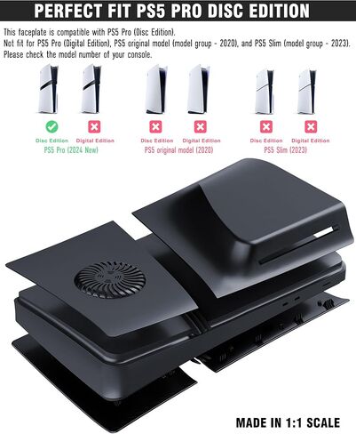 الألواح Joso faceplates لـ PS5 Pro Digital Edition ، لوحات Snap-on Black Black Protect in Kuwait