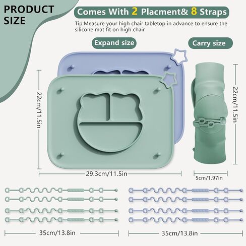 1 Pack Silicone Mat for Babies, Baby Placemat Built-in Suction Base and Equipped 4 Toy Straps & Anti-Peel Design, Activity Mat for Infants to Toddlers, Keeps Babies Essentials Off The Floor,Beige in Kuwait