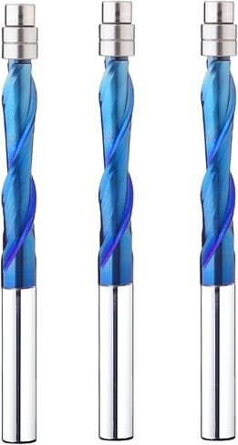 VIC007 Up*Down Spiral Flush Trim Router Bit with Double Ball Bearing, 1/4" Shank 1-1/8" Cutting Length Extra Long 3" ,Carbide Spiral Pattern Router Bit for Woodwoking(1/4S*1-1/8"CL*3" OVL) in Saudi Arabia