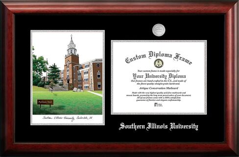 Campus Images NCAA Southern Illinois Salukis Unisex Silver Medallion Frame Southern Illinois University 11w x 8.5h Silver Embossed Diploma Frame Lithograph, Brown, One Size in Saudi Arabia