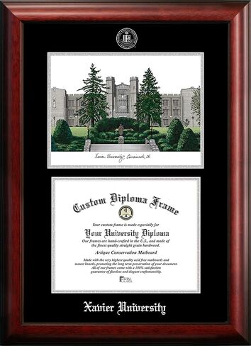 Campus Images NCAA Xavier Musketeers Unisex Silver Medallion Frame Xavier University 11w x 8.5h Silver Embossed Diploma Frame Lithograph, Brown, One Size in Saudi Arabia