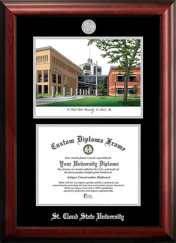 Campus Images NCAA SCSU Huskies Unisex Silver Medallion Frame St. Cloud State 11w x 8.5h Silver Embossed Diploma Frame Lithograph, Brown, One Size in Saudi Arabia
