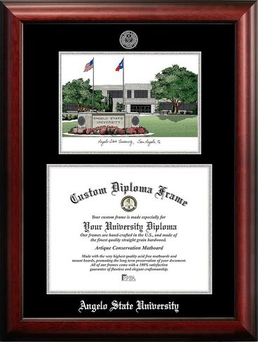 Campus Images NCAA Angelo State Rams Unisex Silver Medallion Frame Angelo State University 14w x 11h Silver Embossed Diploma Frame Lithograph, Brown, One Size in Saudi Arabia