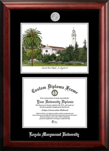 Campus Images NCAA Loyola Marymount Lions Unisex Silver Medallion Frame Loyola Marymount 11w x 8.5h Silver Embossed Diploma Frame Lithograph, Brown, One Size in Saudi Arabia
